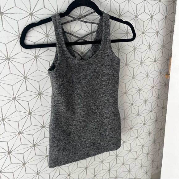 Beyond Yoga Gray Marled Spacedye Lace Back Tank - Picture 2 of 5